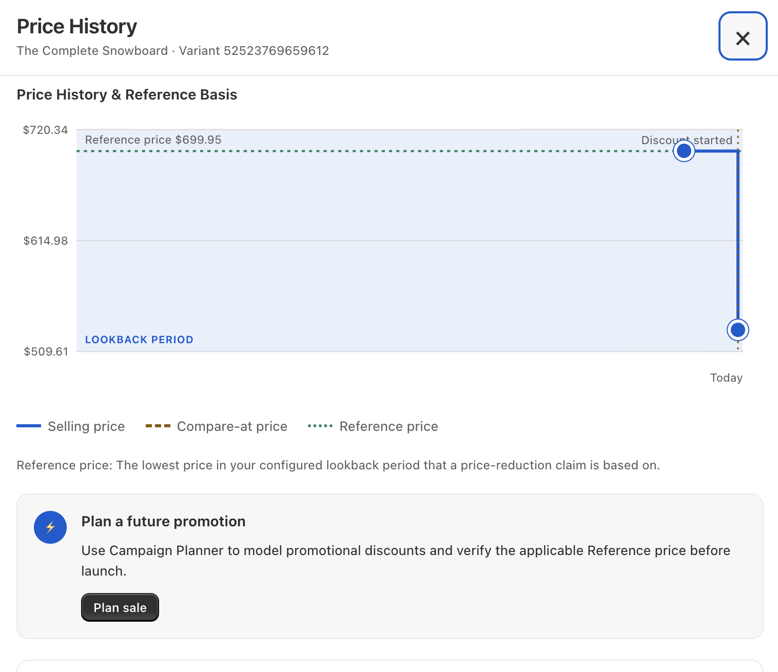 Captured BonaFide interface: Price tracking